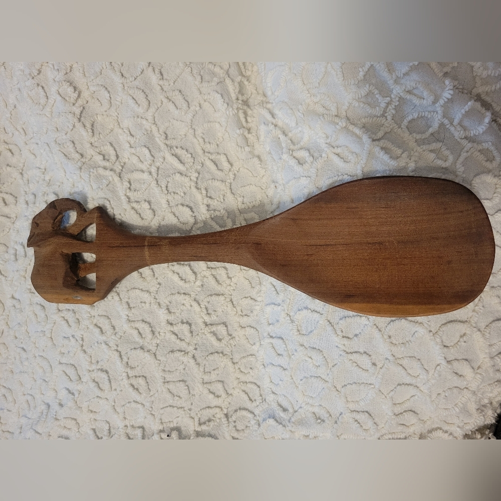 Vintage Hand Carved Wooden Spoon Elephant Handle Salad Spoon Vintage Wall Decor